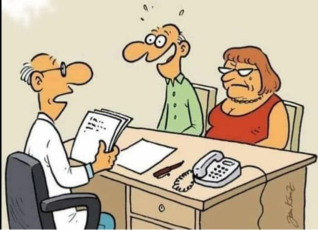 Humorvolles KI-Motiv mit lachender Figur und Glühbirne